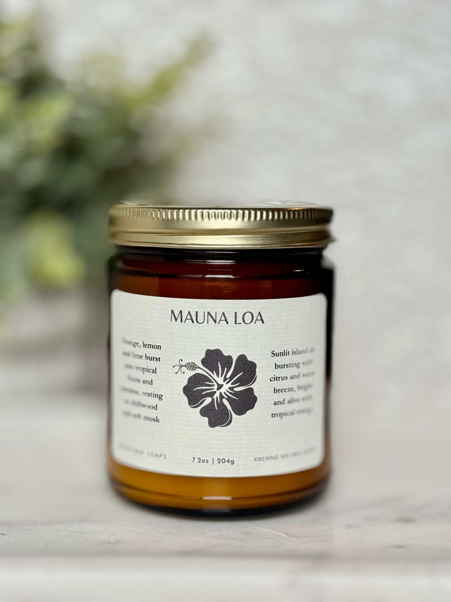 Jar of Mauna Loa with a label on a light background