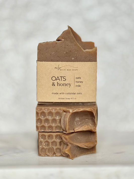 Plant based, artisan soap, oats & honey made with oats